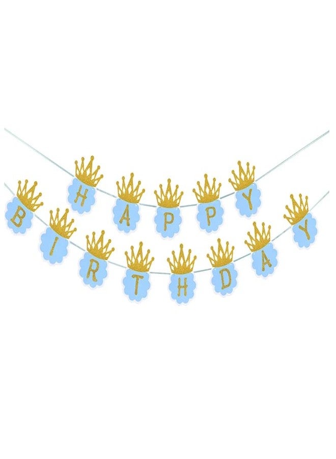 ويش كي لافتة عيد ميلاد سعيد على شكل تاج من WISHKEY لتزيين حفلات أعياد الميلاد، قطعة زينة معلقة على شكل حروف الأبجدية لحفلات أعياد الميلاد، مثالية للاحتفال بأعياد ميلاد الأولاد والبنات (عبوة من قطعة واحدة، أزرق) - Image 1